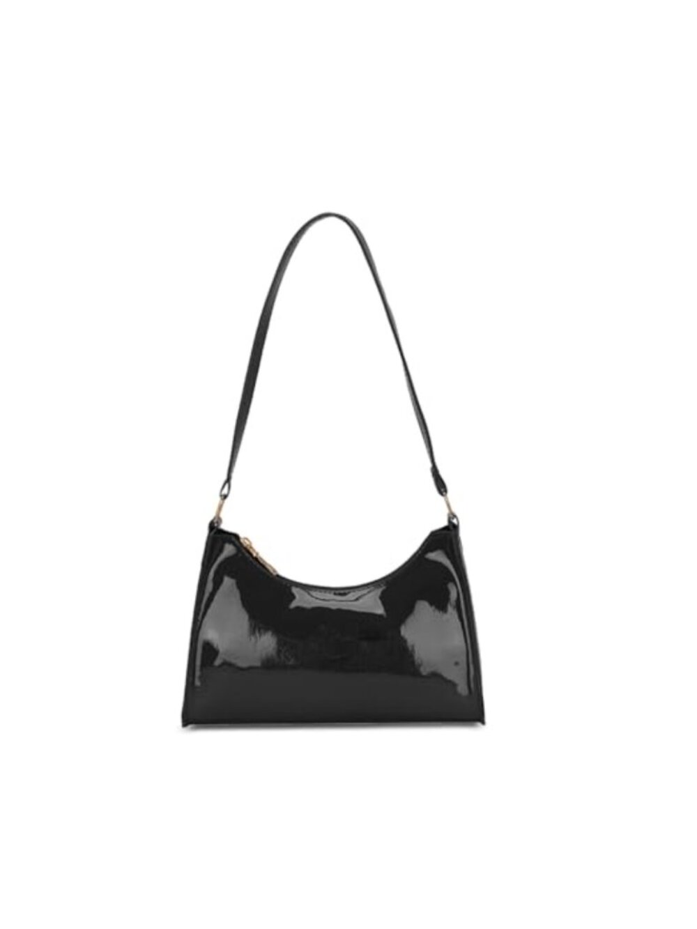Women's PU Leather Crescent Shoulder Bag Small Underarm Purse with Zipper